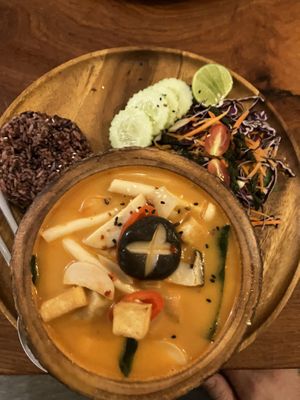tom yum soup with many mushrooms   at Pure Vegan Heaven - Thong Sala in Koh Phangan
