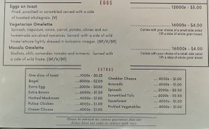 Menu 3 of 9 - Eggs and breakfast extras  at The Little Red Fox Espresso in Siem Reap