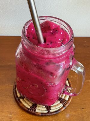 Dragonfruit smoothie, $2.50  at The Little Red Fox Espresso in Siem Reap