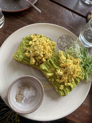 Avocado toast + tofu scramble   at The Little Red Fox Espresso in Siem Reap