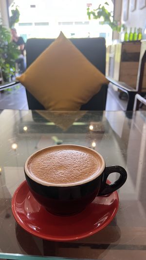 Ciconut-cinamon latte  at The Little Red Fox Espresso in Siem Reap