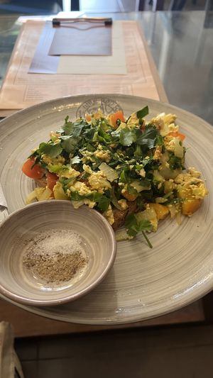 Scrabled tofu  at The Little Red Fox Espresso in Siem Reap