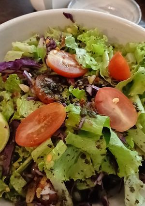 Fermented tea leaf salad at The Little Red Fox Espresso in Siem Reap