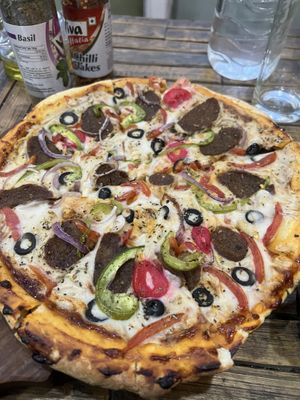 vegan pepperoni pizza  at Hamro Vegan in Lalitpur