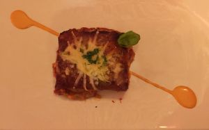 Aubergine millefueille  at Casa Mijhaeli in Caceres