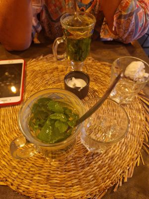 Mint tea (with fresh mint) at Chez Fruta in Nantes