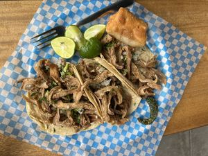 Mushroom tacos  at VegMex in La Paz