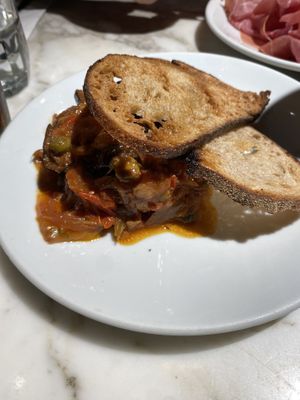 Caponata with Sourdough  at Sugo Pasta in Glasgow