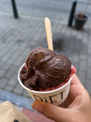 strawberry and chocolate in a cup  at Piet Artisans of Flavour in The Hague