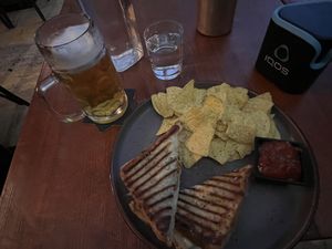 Tofu sandwich and Grunt 11° beer  at Baudelaire - Evil Flowers Bar in Bratislava