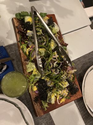 Salad of locally collected greens   at ECO Lifestyle & Lodge in Bathsheba