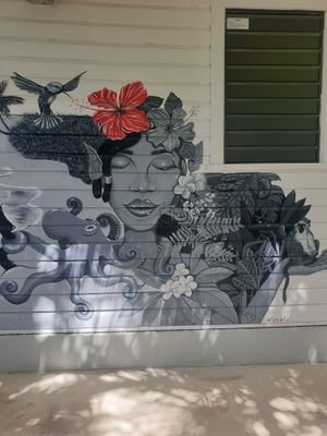 Artwork at the entrance at ECO Lifestyle & Lodge in Bathsheba