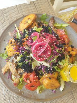 Loaded salad at ECO Lifestyle & Lodge in Bathsheba