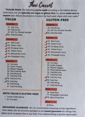 As of May 29, 2024 at Thai Carrot in Aberdeen