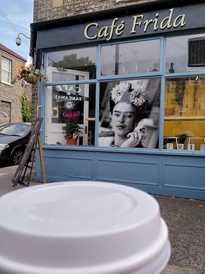 Coffee and outside area (July 2022) at Cafe Frida in York