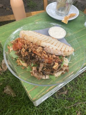 vegan sandwich with mushrooms  at Parqiet in Rotterdam