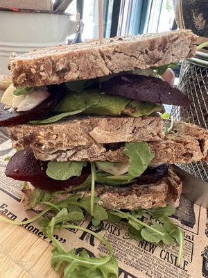 Vegan Sandwich: beetroot and artichoke   at Roll Madrid in Madrid