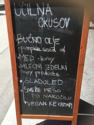 Chalkboard outside at Chika Sladoled in Ljubljana