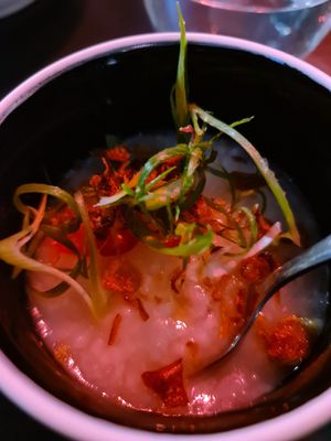 Congee rice porridge with chilli at Hail Lilith  in Footscray