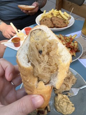 Bratwurst sandwich   at Eh Wurst Vegane Würstelbar in Vienna