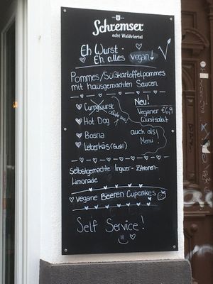 Chalkboard  at Eh Wurst Vegane Würstelbar in Vienna