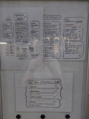 The menu at Eh Wurst Vegane Würstelbar in Vienna