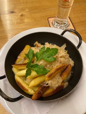Potato dumplings and sauerkraut  at Neckarmüller in Tubingen