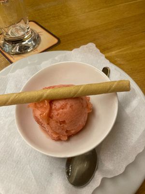Strawberry sorbet at Neckarmüller in Tubingen