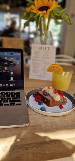 Bananabread - available daily. Vegan & low gluten. at Lola's in Genk