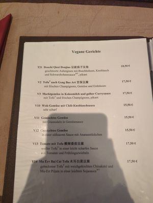 Vegane Speisekarte at Ni Hao in Ladenburg