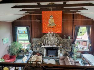 Amazing fireplace! at Red Robin Song Guest House in West Lebanon