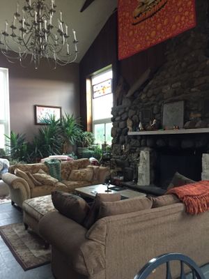 Cozy fireplace  at Red Robin Song Guest House in West Lebanon