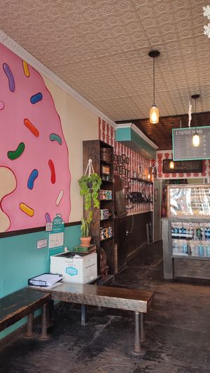 Inside of the store at Dun-Well Doughnuts in Brooklyn