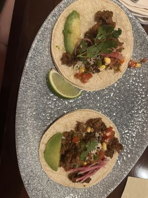 Plant based tacos (appetizer)  at Walt Disney World - Tiffins in Lake Buena Vista