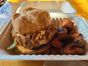 Jerk chicken sandwich at Majani in Chicago