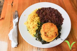 Rice, beans and greens, at Majani in Chicago
