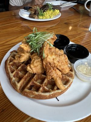 Chikn and waffles  at Majani in Chicago