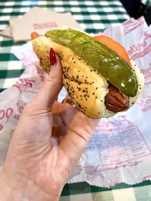 Garden dog with all the toppings   at Portillo's in Chicago