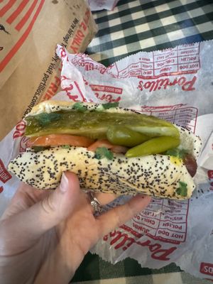 Garden dog  at Portillo's in Chicago