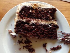 chocolate peanut butter cake at Rosetta's Kitchen in Asheville