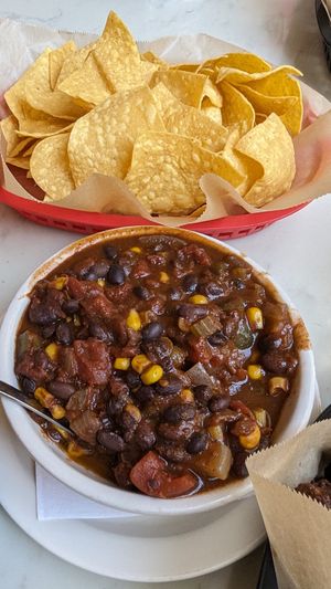 Chili and chips at Rosetta's Kitchen in Asheville