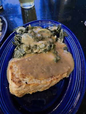 Cornbread and greens  at Rosetta's Kitchen in Asheville