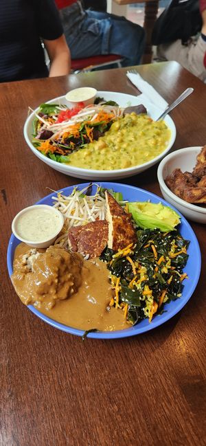 Buddha bowl, coconut curry plate at Rosetta's Kitchen in Asheville