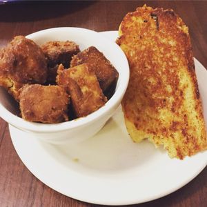 Peanut butter tofu and Cornbread at Rosetta's Kitchen in Asheville