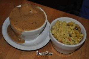 Vegan mac n cheese and mashed potatoes and gravy at Rosetta's Kitchen in Asheville