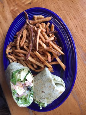 Smoked tofu wrap-delish! at Rosetta's Kitchen in Asheville