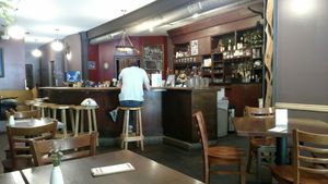The Buchi Bar, which has more than ample seating and lovely ambiance at Rosetta's Kitchen in Asheville