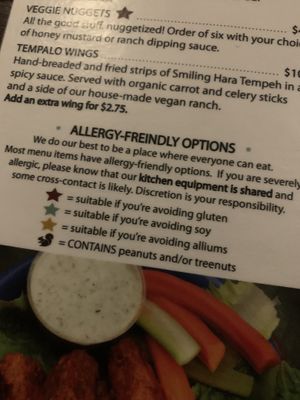 Thoughtful, helpful, and super-appreciated menu legend at Rosetta's Kitchen in Asheville