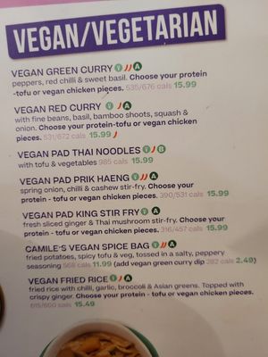 Menu as of December 2023 at Camile - The Point in Dublin