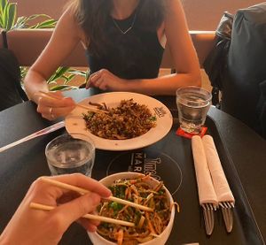 Shitake fried rice (above) and cold sesam noodles (bottom)  at The Rogue Panda in Brooklyn